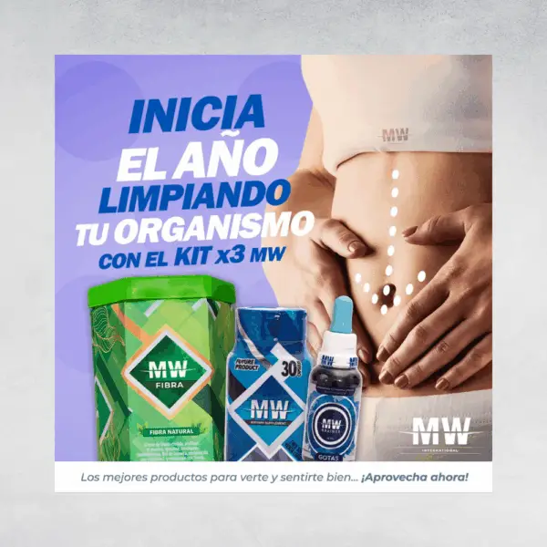 6 KIT 3 MW Saludable – Suplemento Natural (Quemador + Drenador + Fibra)